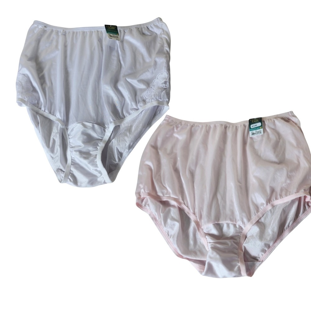 Vanity Fair Perfectly Yours Brief Panties 2 Pack White Pink Size 7 L